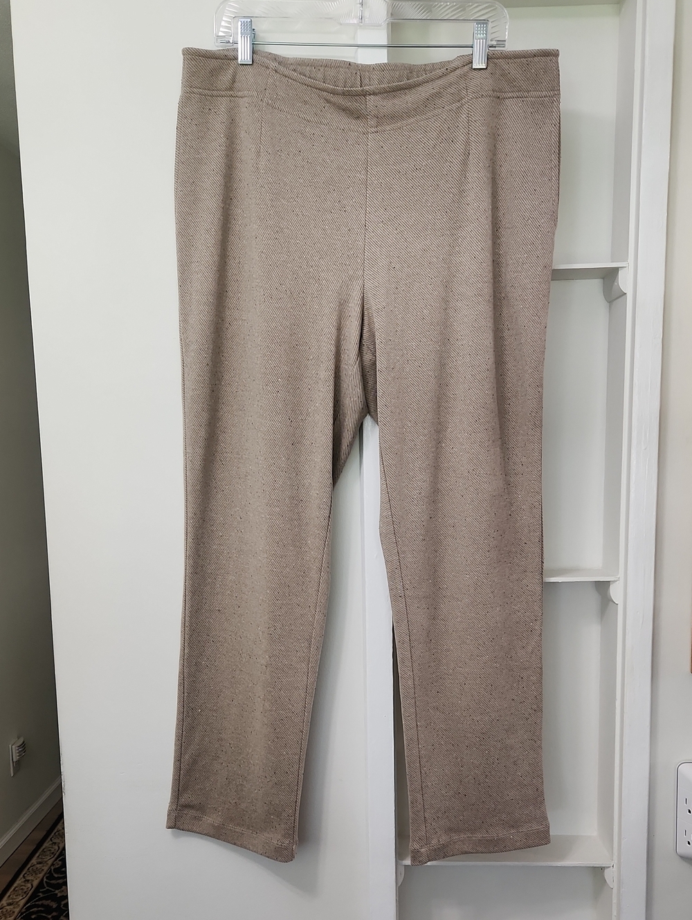 J.Jill Pure Jill Knit Pull-On Straight Leg Pants Khaki Mult Pockets Size L